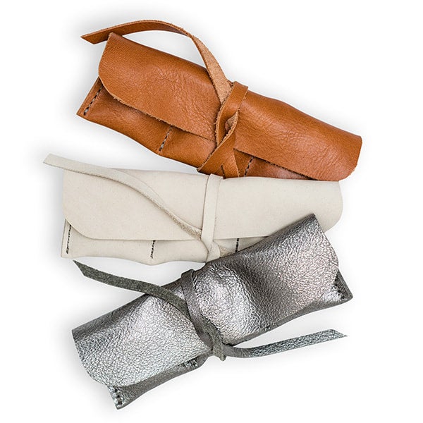 Palm Stone Crystal Leather Pouch